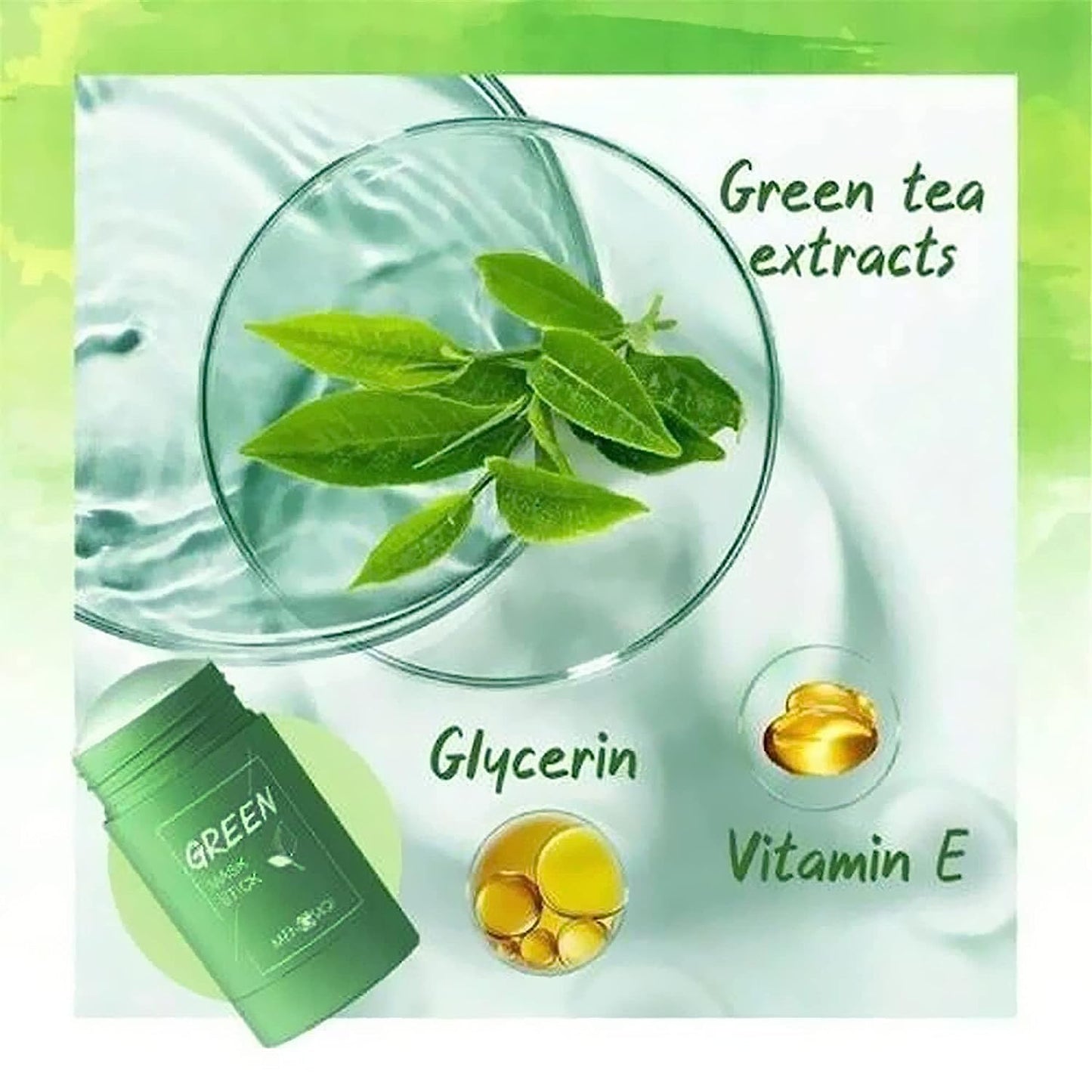 Venanoci Green Tea Mask stick, Purifying Clay Mask, Blackhead Remover,Poreless Deep Cleanse Mask Stick,Oil Control Face Mask, Skin Detoxifying Face Stick Mask for all Skin Types (Green Tea)