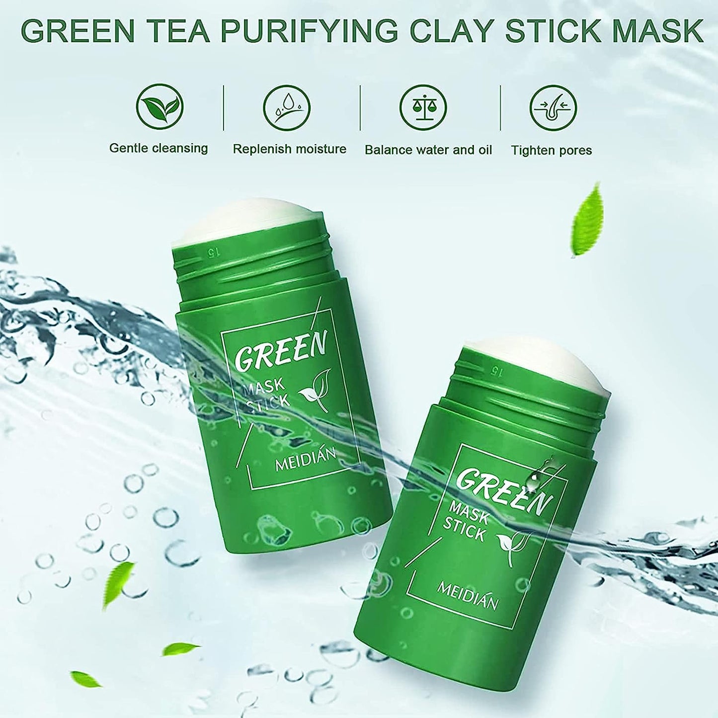 Venanoci Green Tea Mask stick, Purifying Clay Mask, Blackhead Remover,Poreless Deep Cleanse Mask Stick,Oil Control Face Mask, Skin Detoxifying Face Stick Mask for all Skin Types (Green Tea)