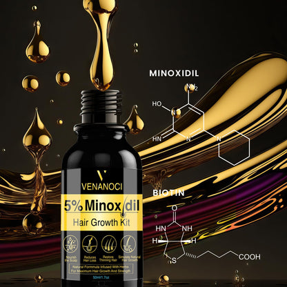 5% Minoxidil for Men and Women kit, Hair Growth Serum with Roller, Biotin Hair Growth Oil Hair Regrowth Treatment for Scalp Hair Loss Hair Thinning Natural Hair Growth for Longer Fuller Healthier Hair