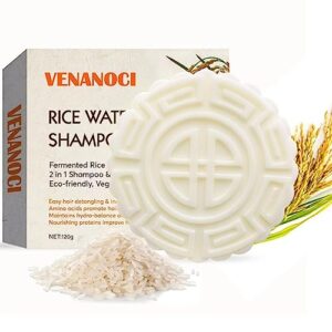 Venanoci Rice Water Shampoo Bar, 2-in-1 Fermented Rice Water Shampoo and Conditioner
